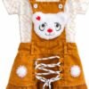Kids mustard teddy corduroy dungaree set front