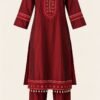 maroon embroidered kurta set 2