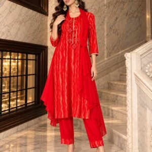 red lehriya kurta set 1